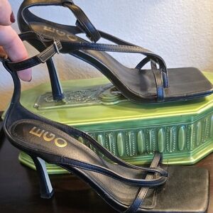 EGO Sleek Black Strappy Heels